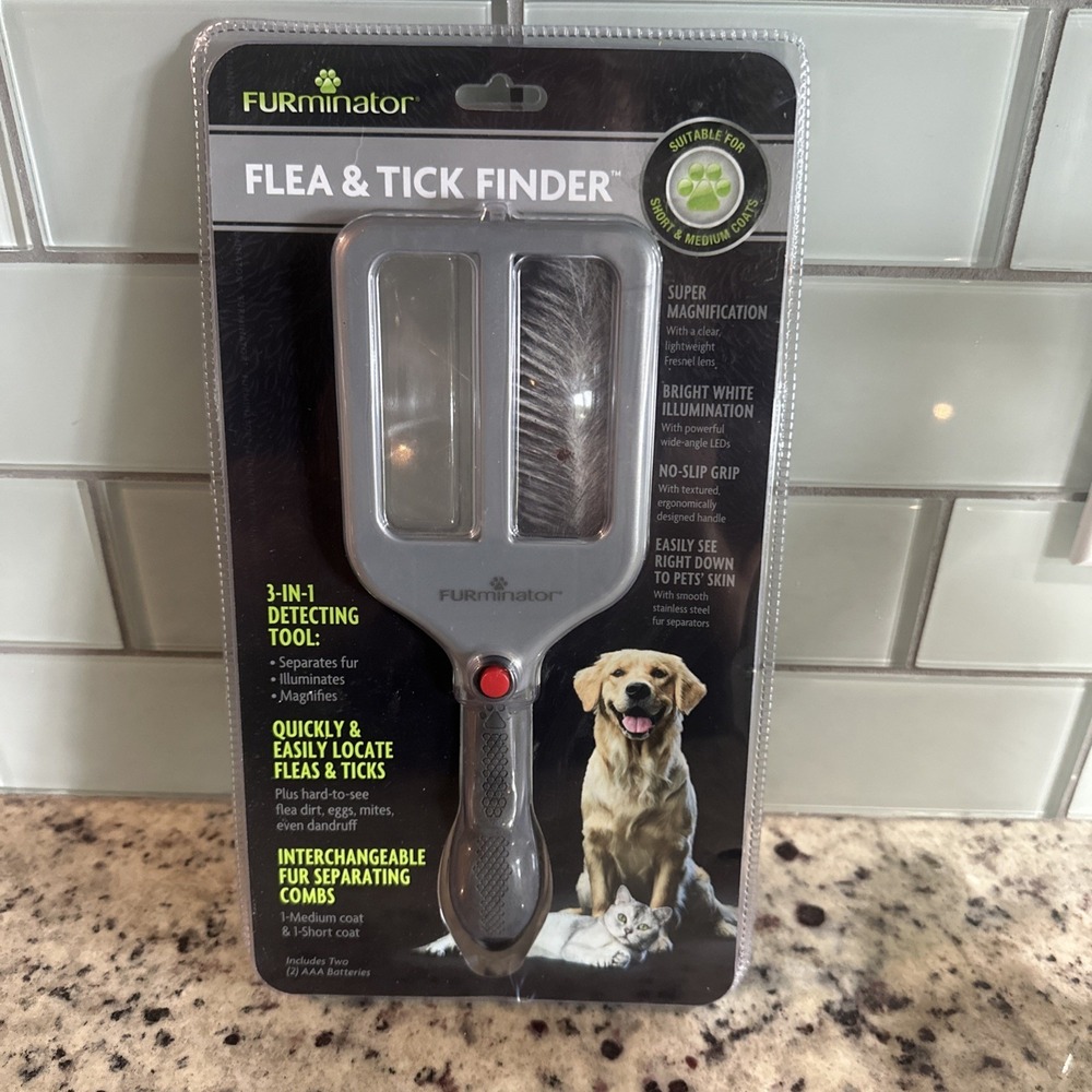 Furminator Flea & Tick Finder 3 In 1 Detecting Tool Locate Fleas Ticks Fur Comb